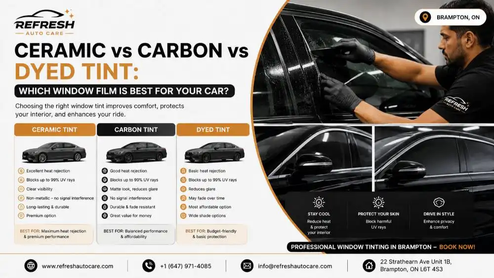 Ceramic vs Carbon vs Dyed Tint: Which Window Film Is Best for Your Car?
